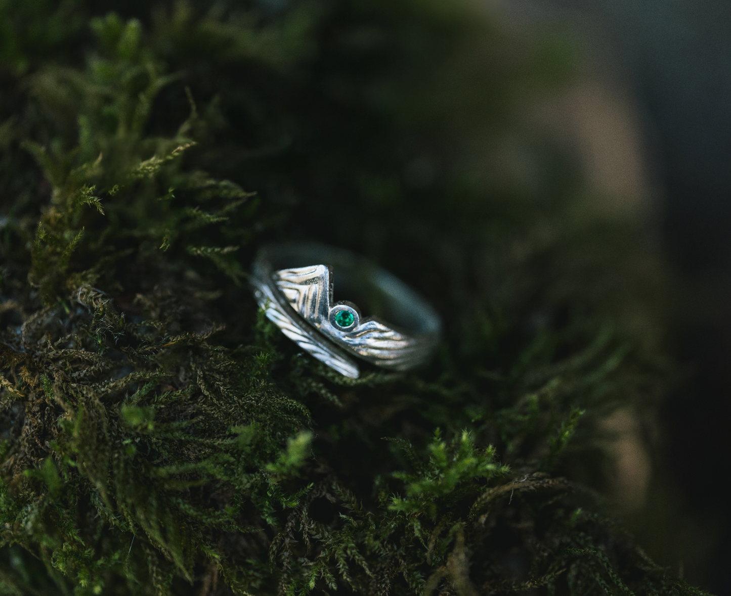 Mountain Days Adjustable Ring with Emerald