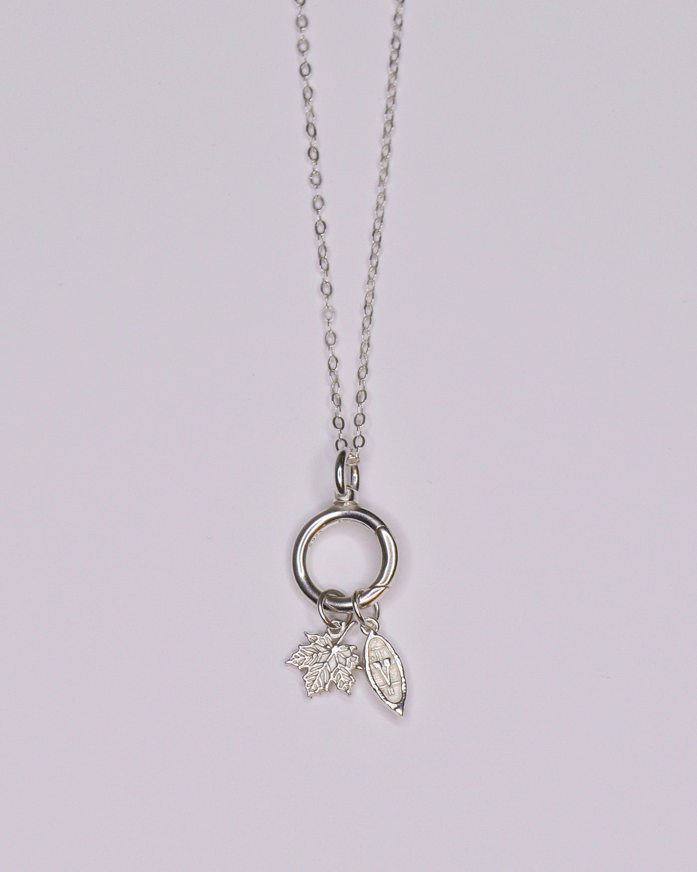 Maple Leaf & Canoe Charm Necklace